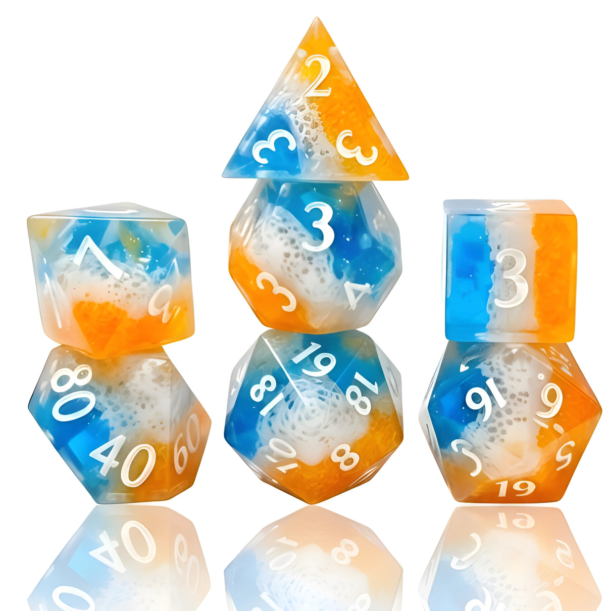 Golden Shores – Clear SIght D&D Dice Set