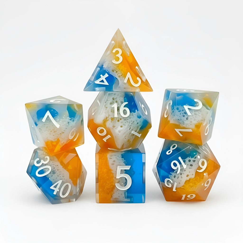 Golden Shores – Clear SIght D&D Dice Set