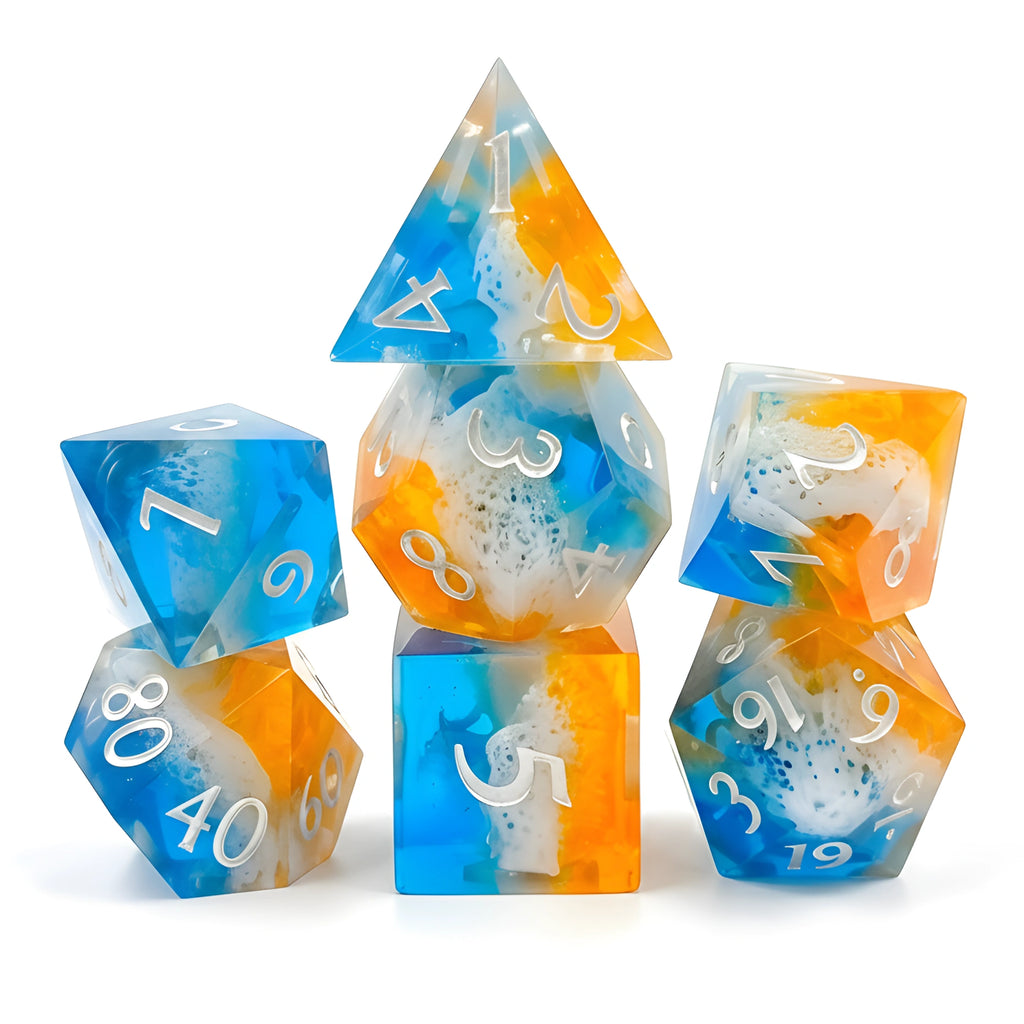 Golden Shores – Clear SIght D&D Dice Set
