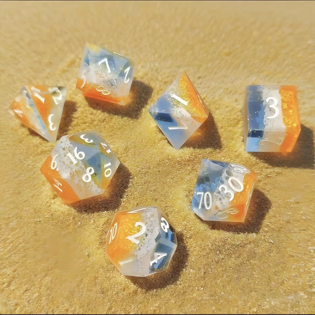 Golden Shores – Clear SIght D&D Dice Set